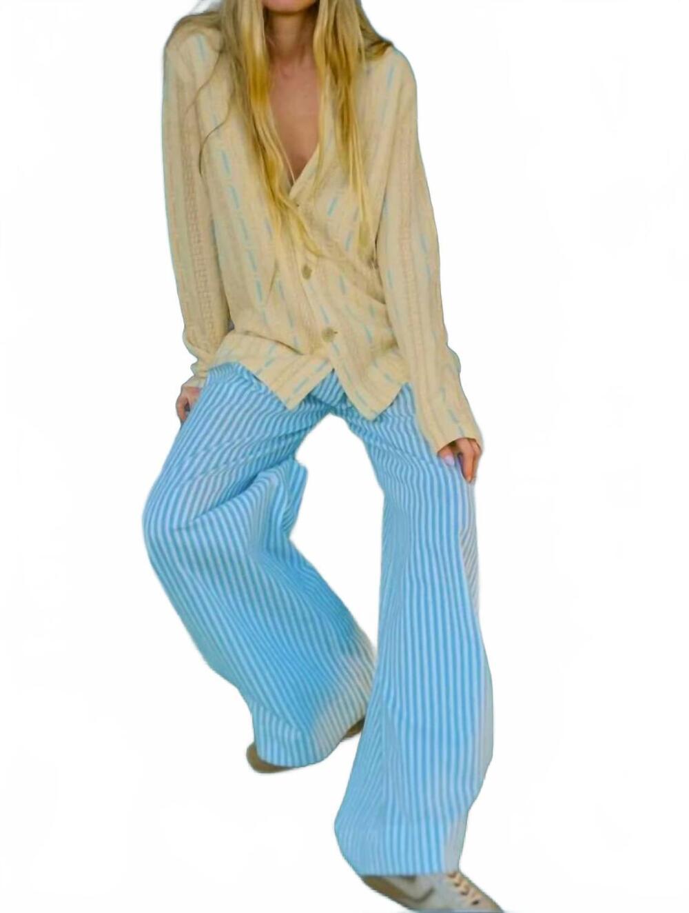 NEW FORTE FORTE leno weave stripe sartori pants in azure